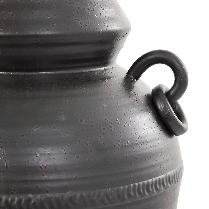 20" Black Ceramic Speckled Textured Amphora Vase