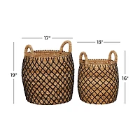 Brown Banana Leaf Coastal Storage Basket Set