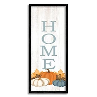 Stupell Industries Autumnal Pumpkin Leaves Home Sign Framed Giclee Art