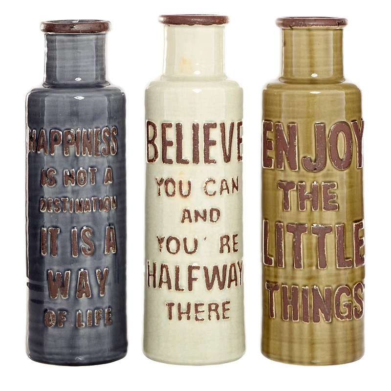 Brown Ceramic Farmhouse Vase Set