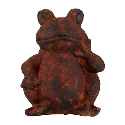 16" Rust Stone Frog Garden Sculpture