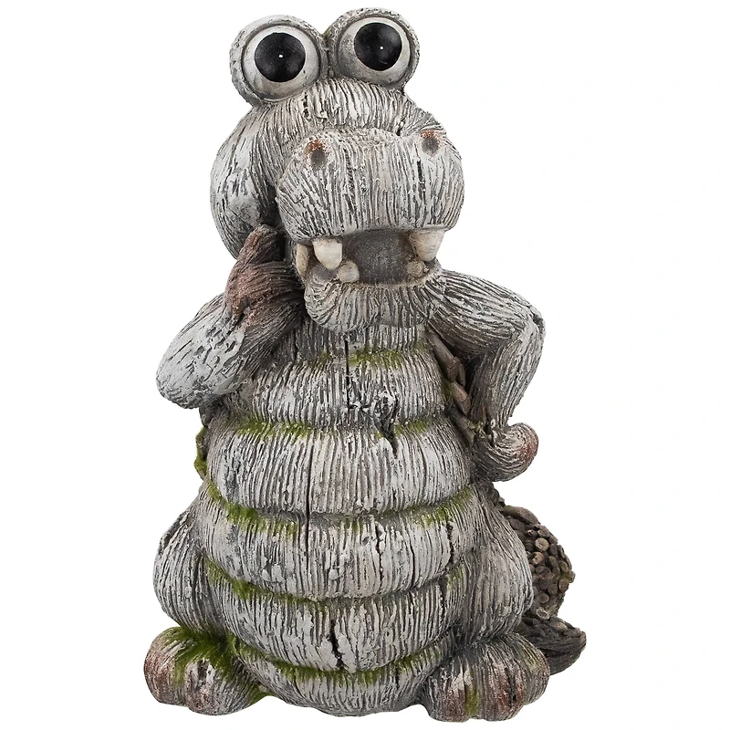 13.25" Posing Crocodile Outdoor Garden Statue