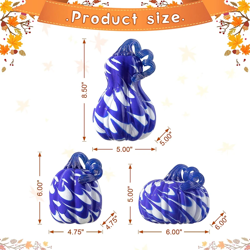 Glitzhome® Blue and White Glass Pumpkin & Gourd Set