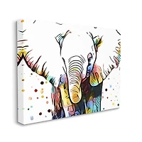 Stupell Industries Abstract Elephant Portrait Vibrant Pattern Expressive Polka Dots Canvas Wall Art