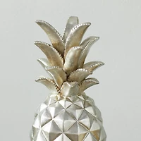 Silver Polystone Traditional Decorative Pineapple, 14" x 6" x 6"