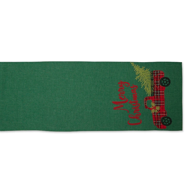 DII® 108" Merry Christmas Truck Embroidered Table Runner