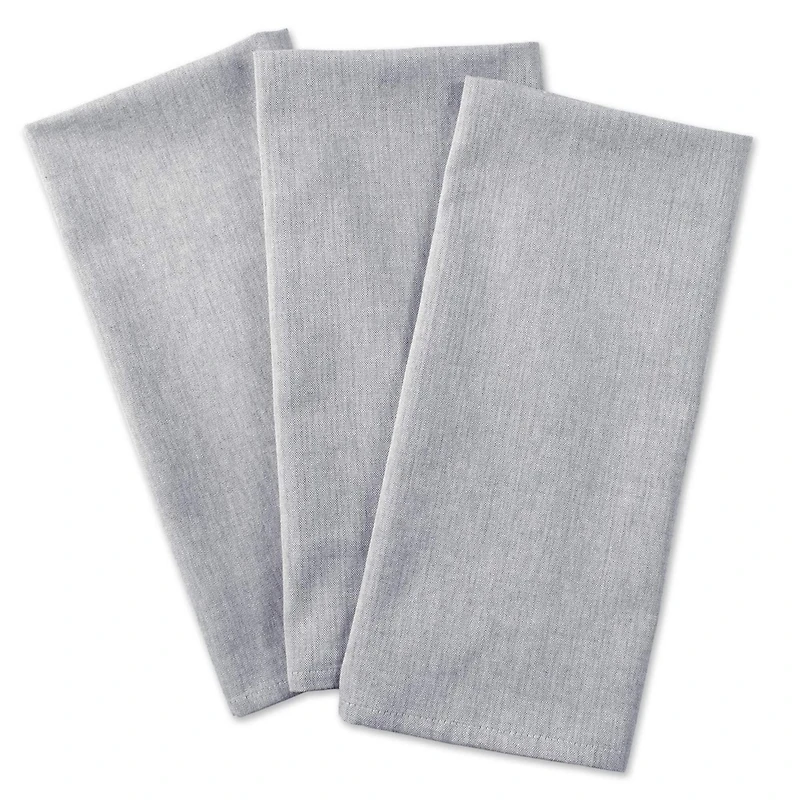 DII® Gray Solid Chambray Dishtowels, 3ct.