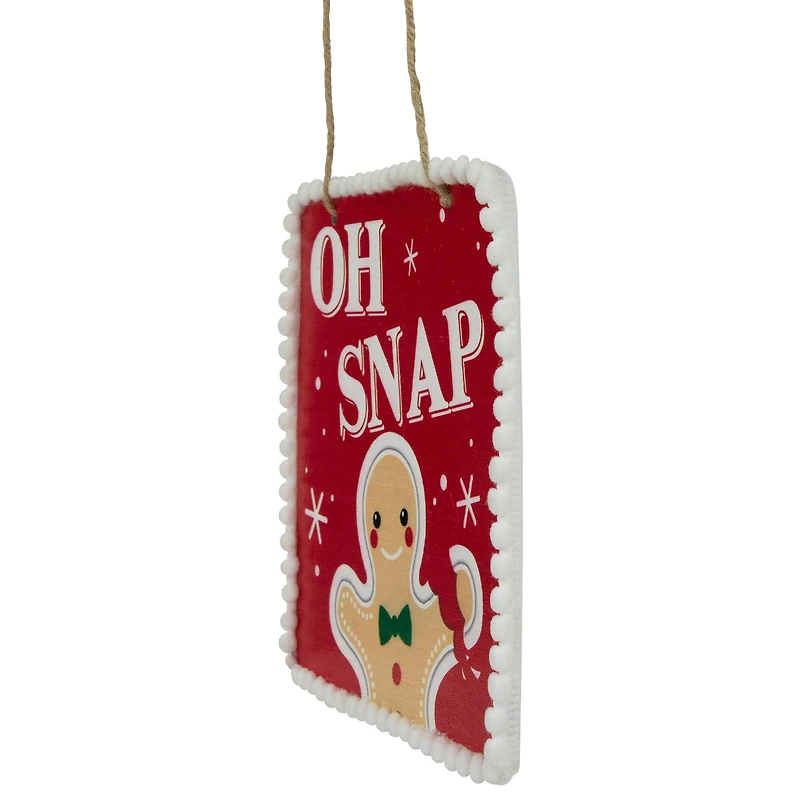 6.25" Gingerbread Man "OH SNAP" Square Christmas Ornament