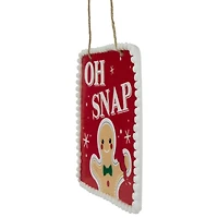 6.25" Gingerbread Man "OH SNAP" Square Christmas Ornament