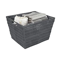 Simplify Large Charcoal Rattan Storage Tote Basket
