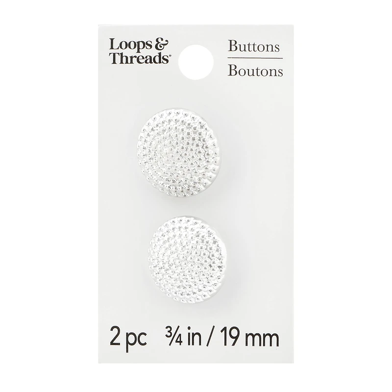 3/4" Silver Buttons, 2ct. by Loops & Threads®