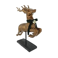 21" Antique Copper Leaping Reindeer with Bell Tabletop Décor by Ashland®
