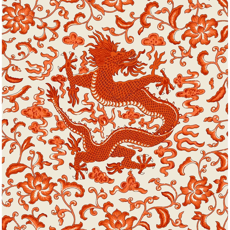 Scalamandre Persimmon Chien Dragon Peel & Stick Wallpaper