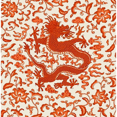 Scalamandre Persimmon Chien Dragon Peel & Stick Wallpaper