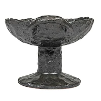 Hello Honey® 9.5" Black Stoneware Footed Plate with Handles & Reactive Glaze