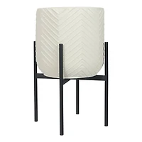 Hello Honey® 22" White with Black Metal Planter and Stand, 2ct.
