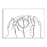 Stupell Industries Family Hands Holding Baby Feet Minimal Modern Linework Wall Plaque