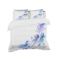 Designart 'Moving Jellyfish Group' Nautical & Coastal Bedding Set