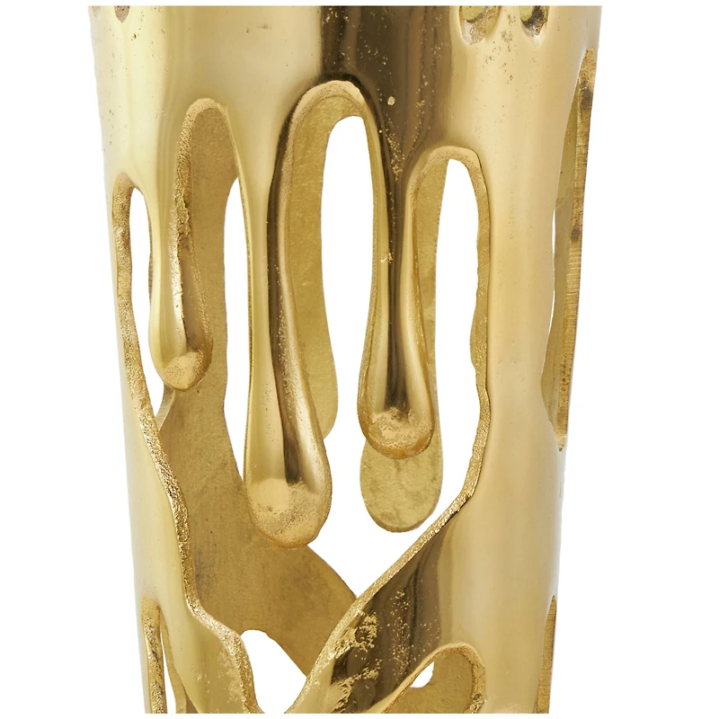 Gold Aluminum Drip Vase with Melting Designed Body Set