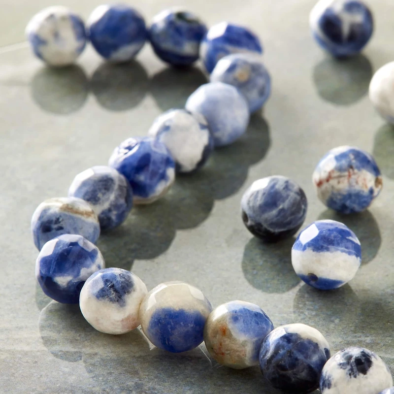 12 Pack: Blue Sodalite Faceted Round Beads, 8mm by Bead Landing™