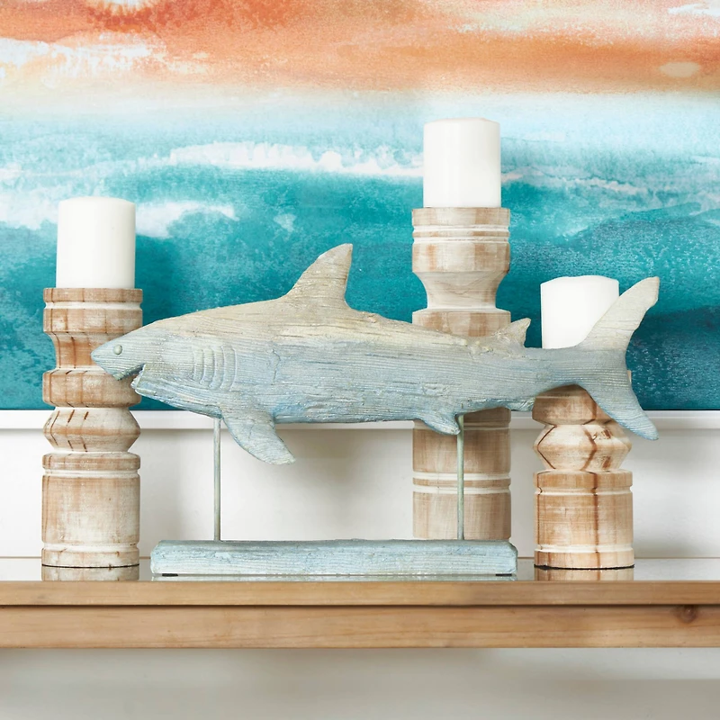12" Light Blue Ombre Textured Shark Sculpture