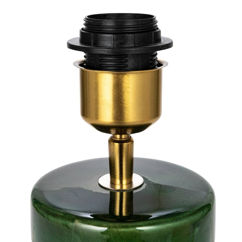 Hello Honey® 23" Green Ceramic LED Table Lamp with Natural Linen Shade