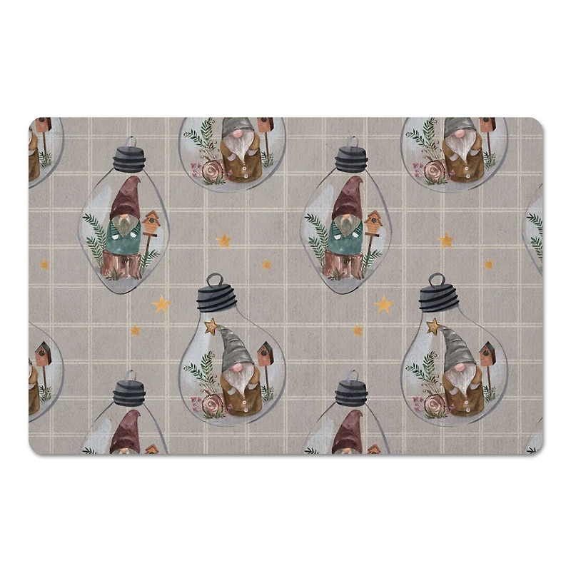 Check Gnome Globe Pattern Floor Mat
