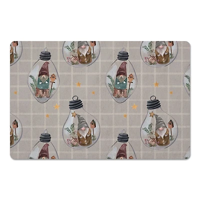 Check Gnome Globe Pattern Floor Mat