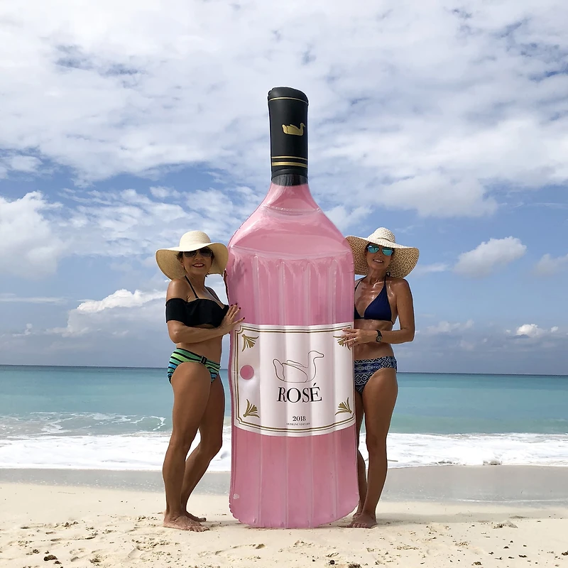 Swimline 94" Inflatable Rosé Bottle Pool Lounge Float