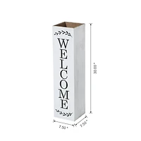 Glitzhome® 30" Double Sided Solid White Boxed Welcome Porch Sign