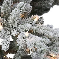 6.5ft. Pre-lit Slim Flocked Artificial Utah Fir Christmas Tree, Clear Lights
