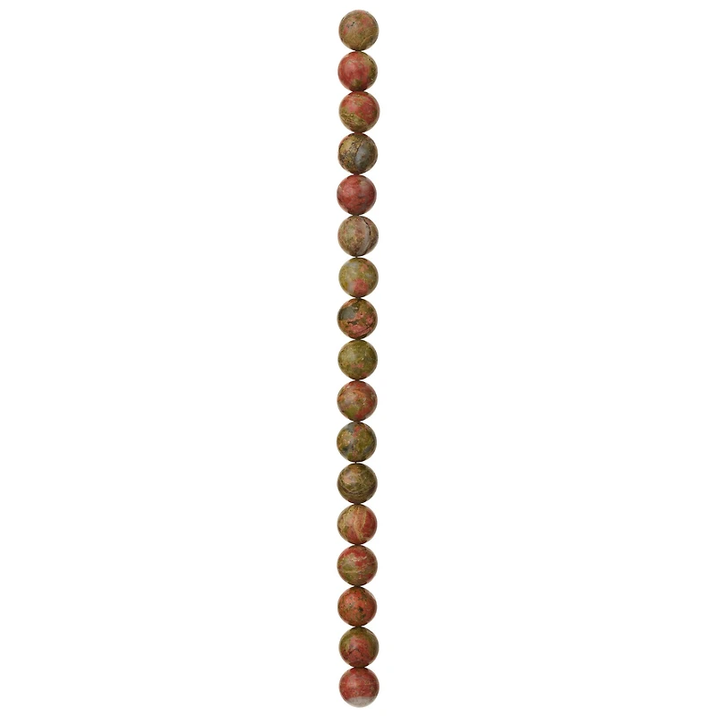 12 Pack:  Green Unakite Round Beads, 12mm by Bead Landing™