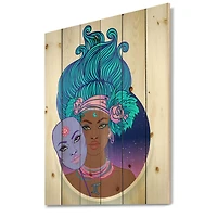 Designart - Portrait of Afro American Woman With Blue Hair II