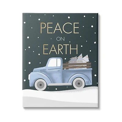Stupell Industries Peace On Earth Snowy Truck Canvas Wall Art