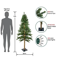 6ft. Pre-Lit Alpine Artificial Christmas Tree, Clear Lights 