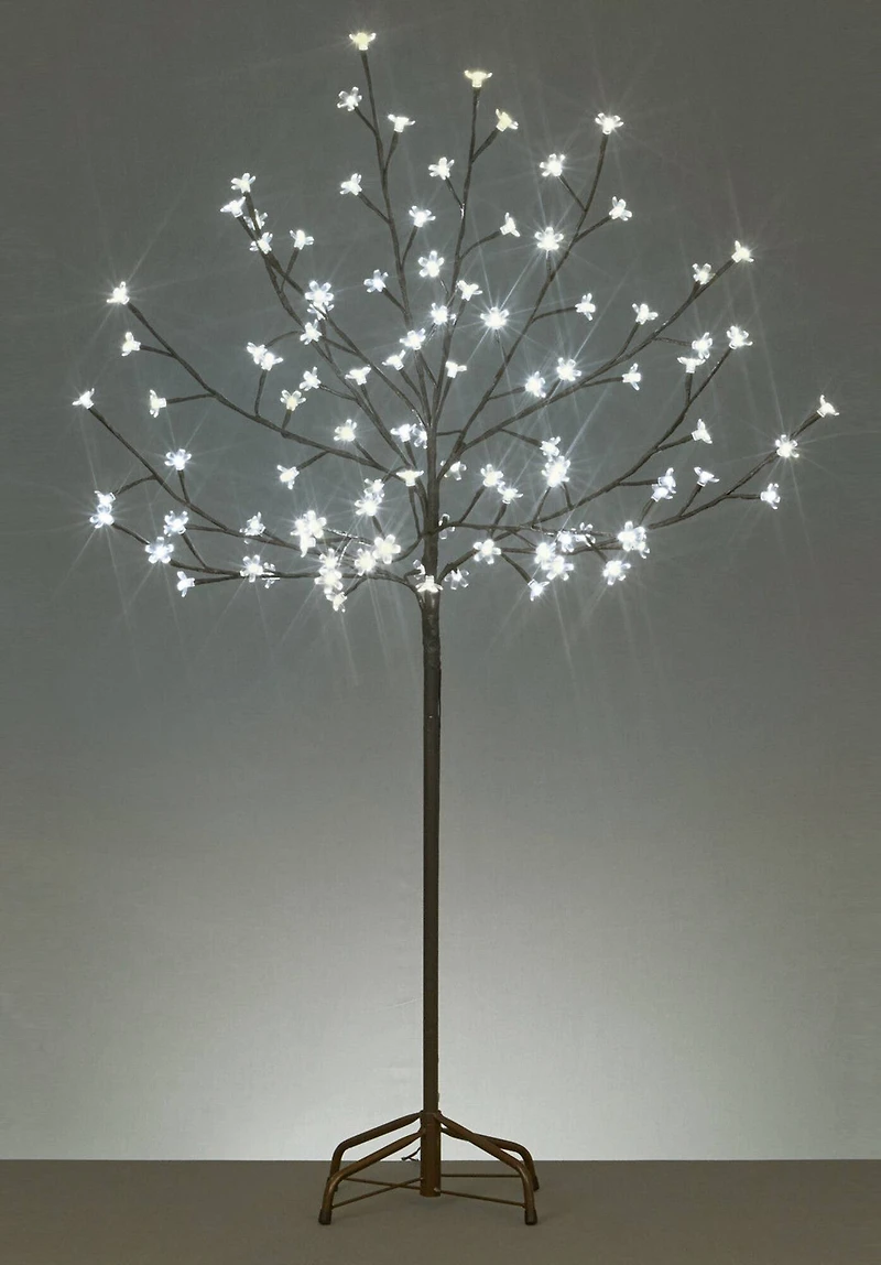6ft. Pre-Lit Slim LED Lighted Cherry Blossom Artificial Tree, Pure White Lights