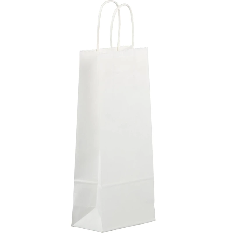JAM Paper White Kraft Paper Wine Gift Bag, 100ct.