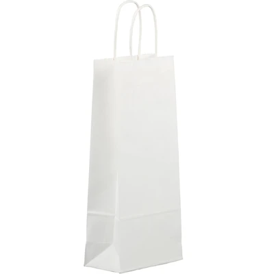 JAM Paper White Kraft Paper Wine Gift Bag, 100ct.