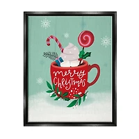 Stupell Industries Merry Christmas Warm Cocoa Framed Floater Canvas Wall Art