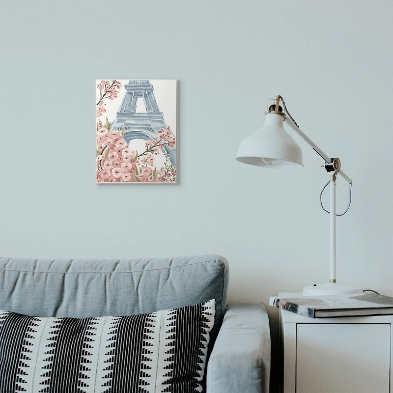 Stupell Industries Pink & Blue Paris Flowers Eiffel Tower Painting Wall Plaque