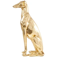 32" Gold Dog Sitting Greyhound Sculpture