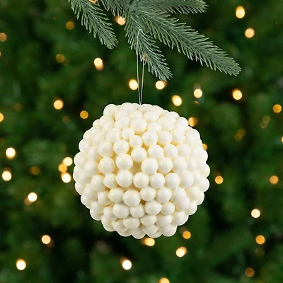 5" White Berries Foam Ball Ornament