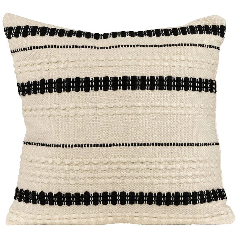 White & Black Outdoor Handloom Woven Square Cushion