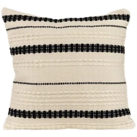 White & Black Outdoor Handloom Woven Square Cushion