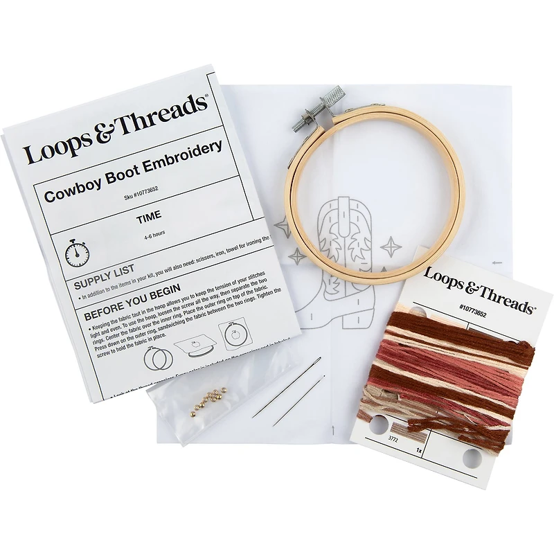 3.5" Cowboy Boot Embroidery Kit by Loops & Threads®