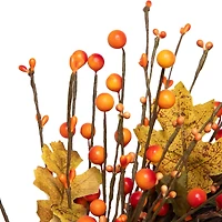 22" Orange Berries & Yellow Leaves Fall Harvest Wreath