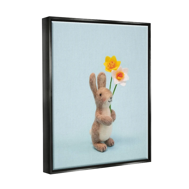 Stupell Industries Spring Bunny Floral Daffodils Floater Framed Art