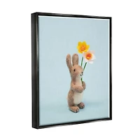 Stupell Industries Spring Bunny Floral Daffodils Floater Framed Art
