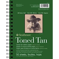 Strathmore Toned Sketch Paper Pad, 400 Series, 50 Sheets, 5.5" x 8.5", Tan