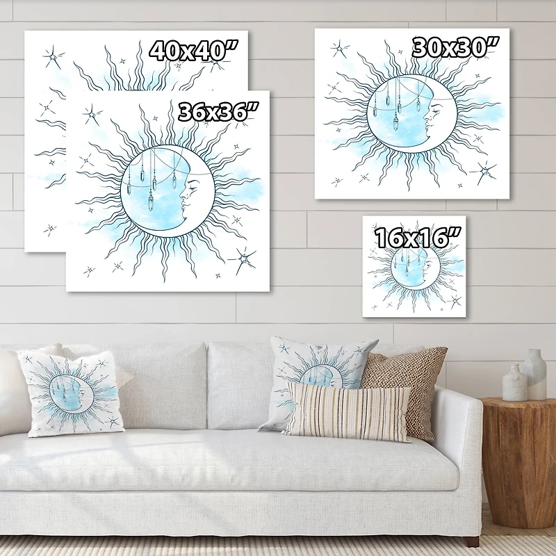 Designart - Blue Crescent Moon With Moonstone Pendants & Stars